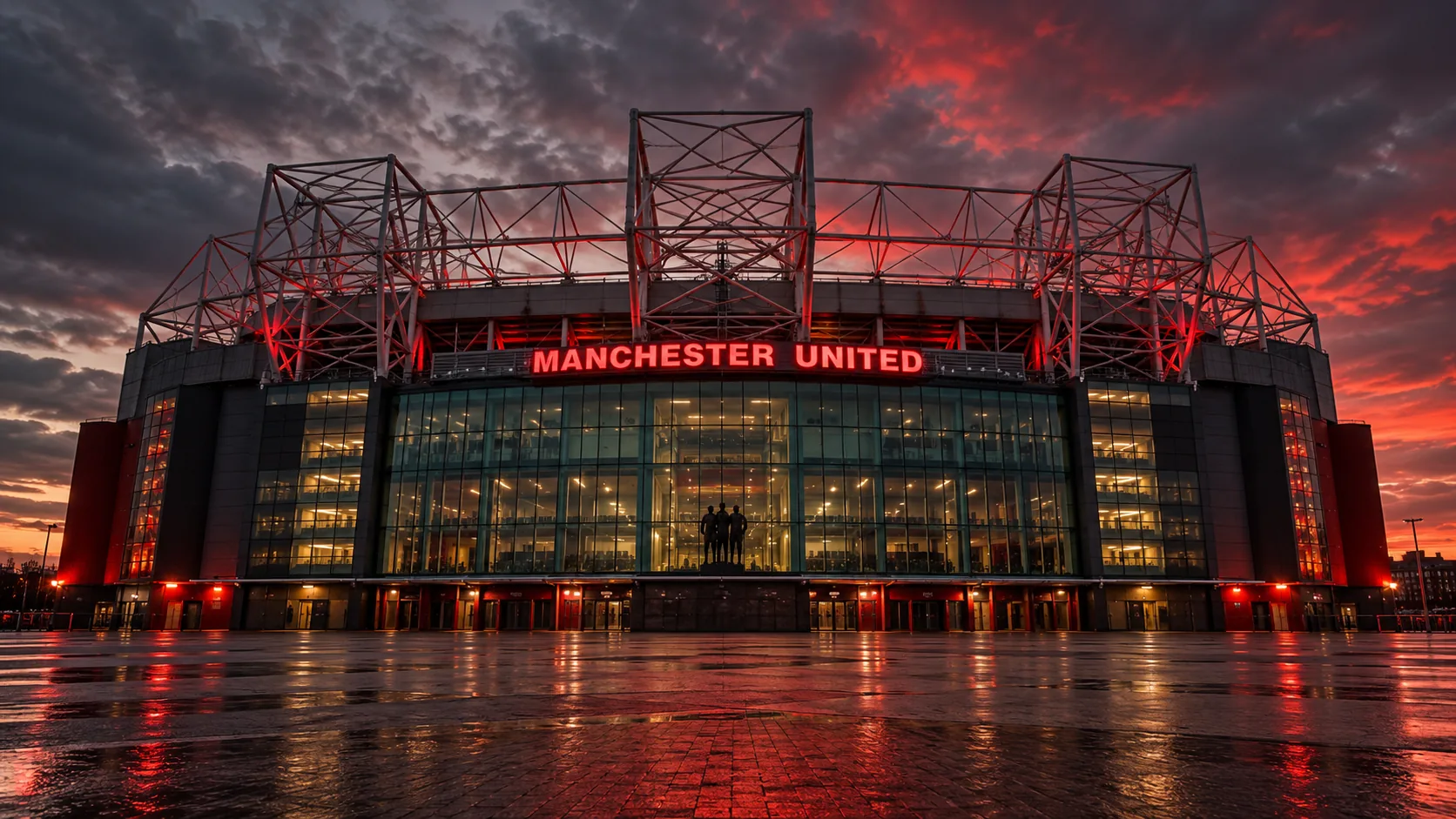 Editorial illustration of Lisandro Martínez and Michael Carrick amid Manchester United's October 2026 controversy