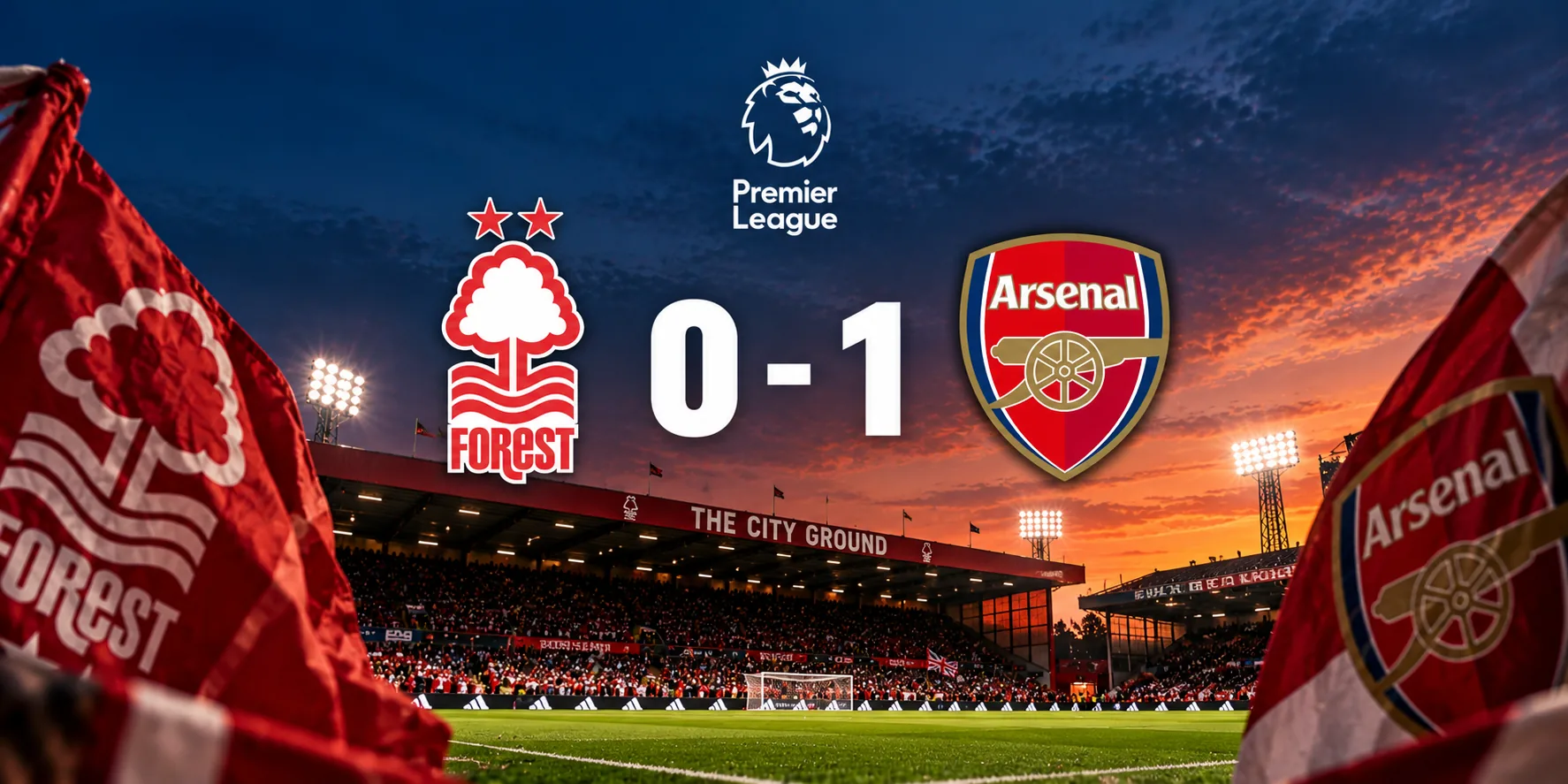 Editorial illustration of Arsenal's 1–0 victory over Nottingham Forest